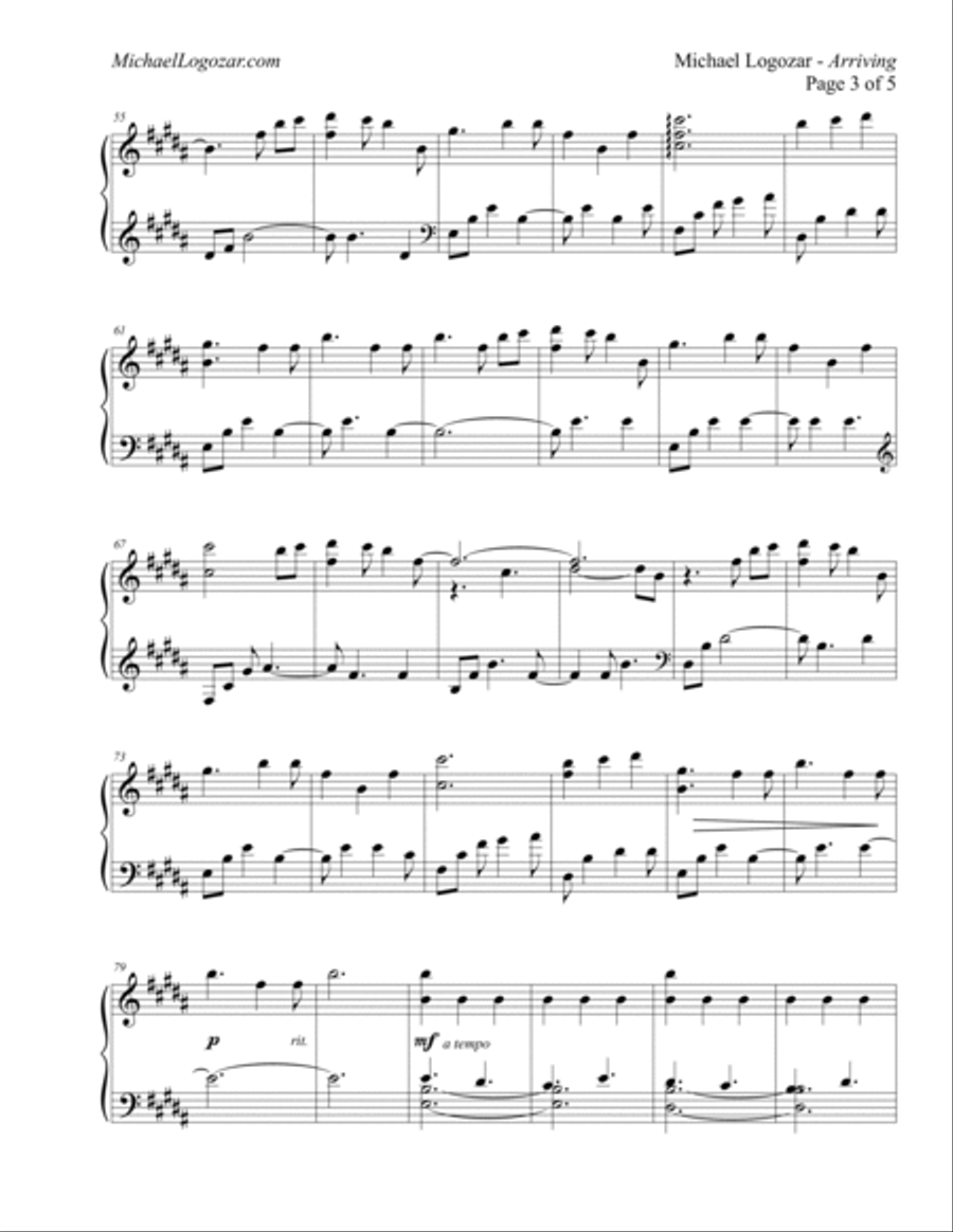 Arriving Arriving Piano Solo scores gallery preview page 3