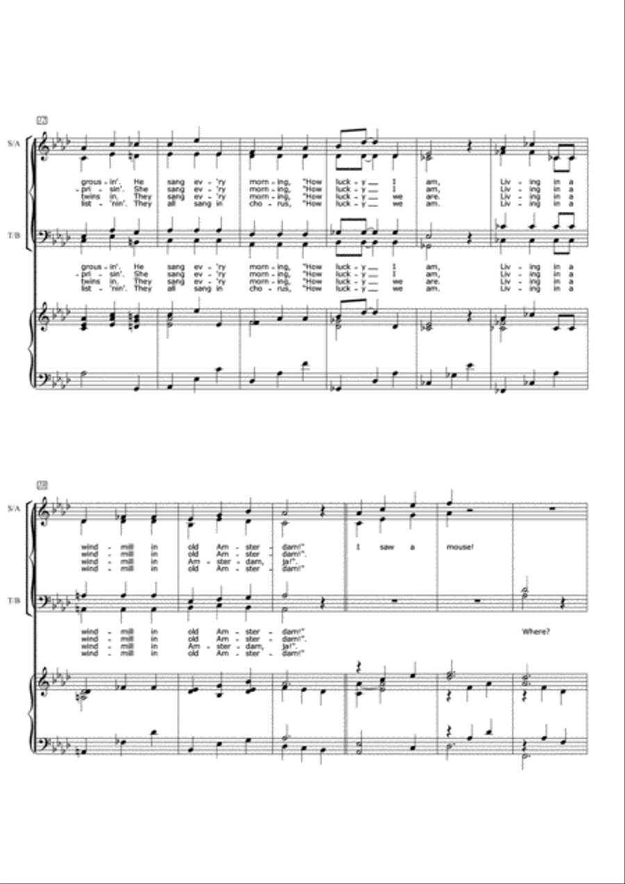 A Windmill In Old Amsterdam 4-Part scores gallery preview page 2