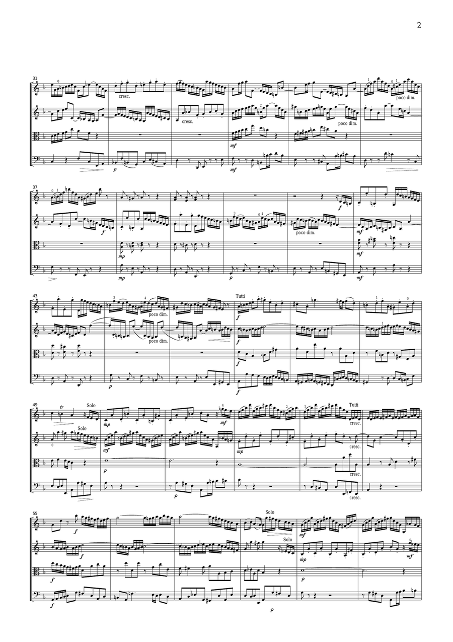 J.S.Bach Concerto for 2 Violins in d BWV1043, for string quartet, CB224 String Quartet scores gallery preview page 2