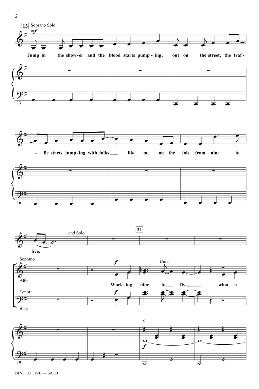Nine To Five (arr. Ed Lojeski) 4-Part scores gallery preview page 2
