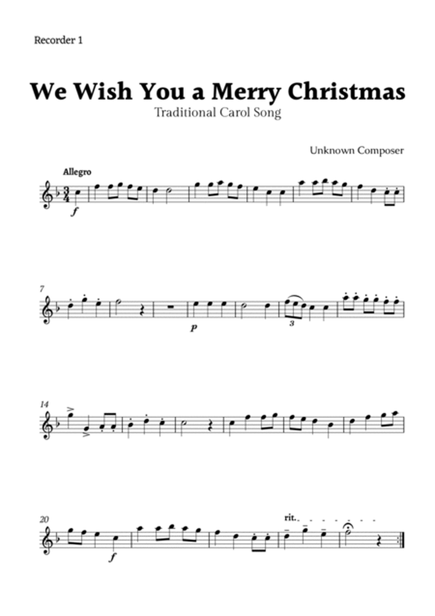 We Wish you a Merry Christmas for Recorder Quartet with Chords image number null