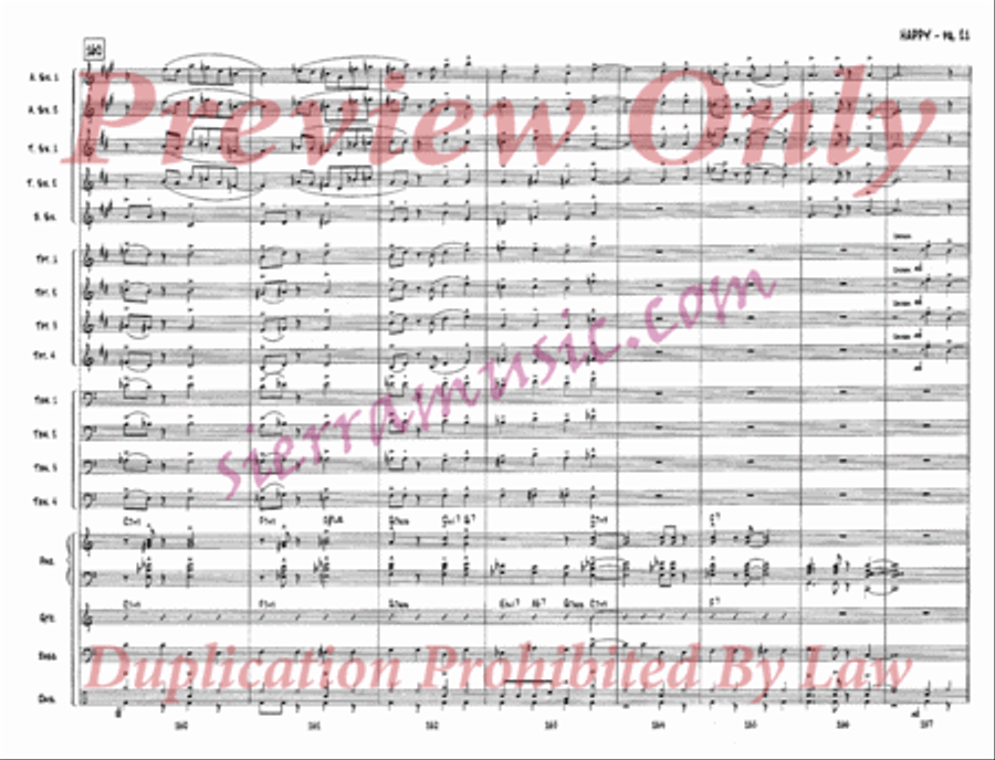 Happy (from One Foot in the Swamp) Jazz Ensemble scores gallery preview page 22