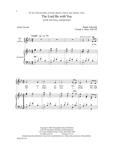 The Lord Be with You (Choral Score)