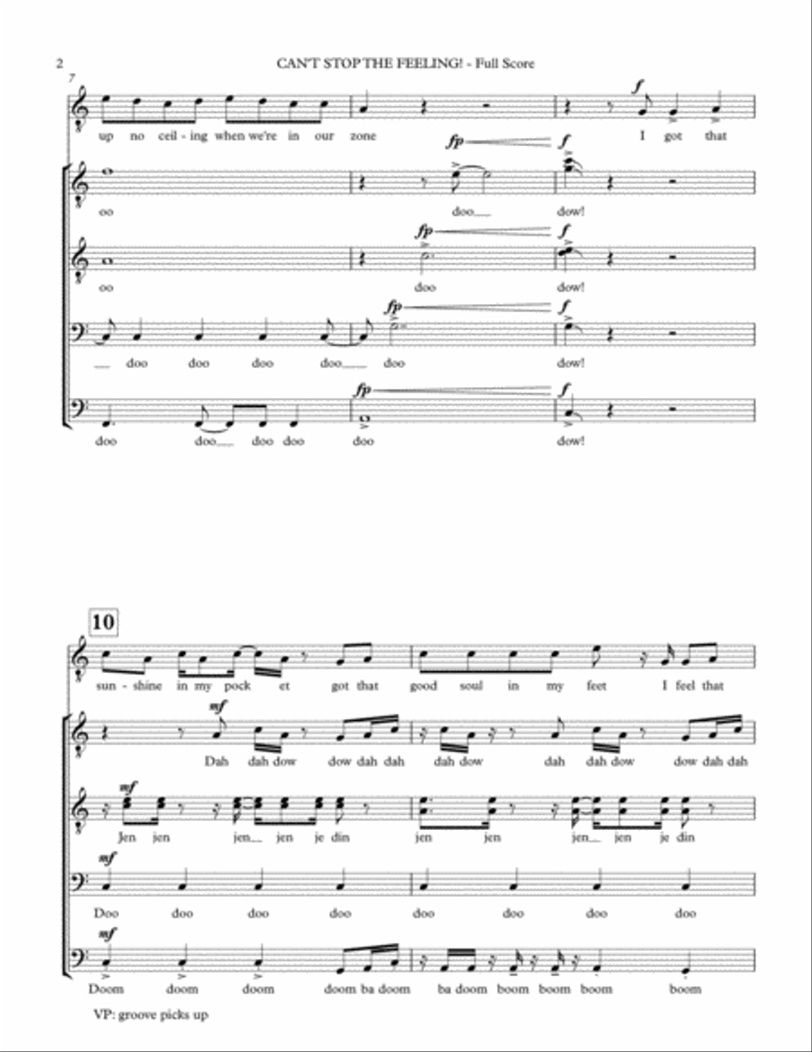 Can't Stop The Feeling from TROLLS TTBB scores gallery preview page 2