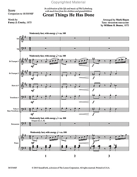 Great Things He Has Done - Brass and Percussion Score and Parts image number null
