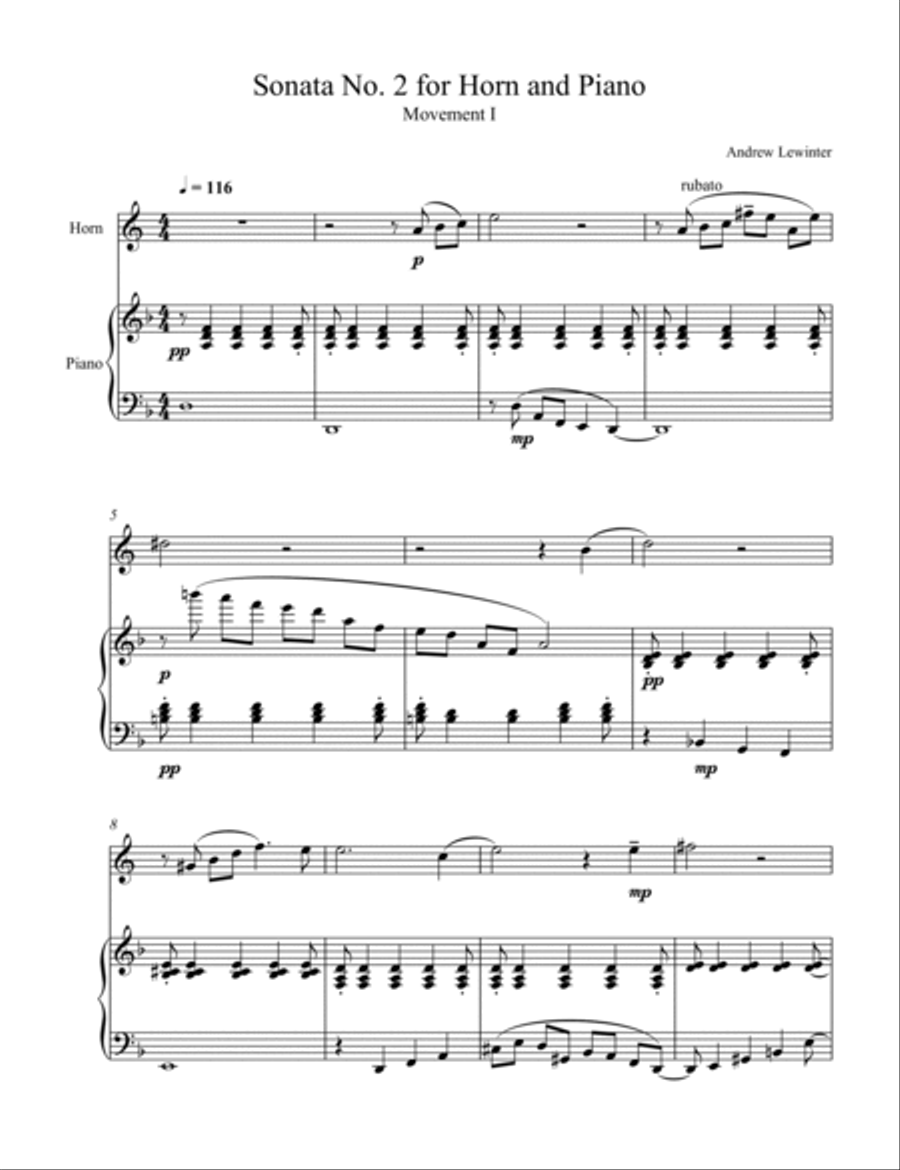 Sonata No. 2 for Horn and Piano Chamber Music scores gallery preview page 3