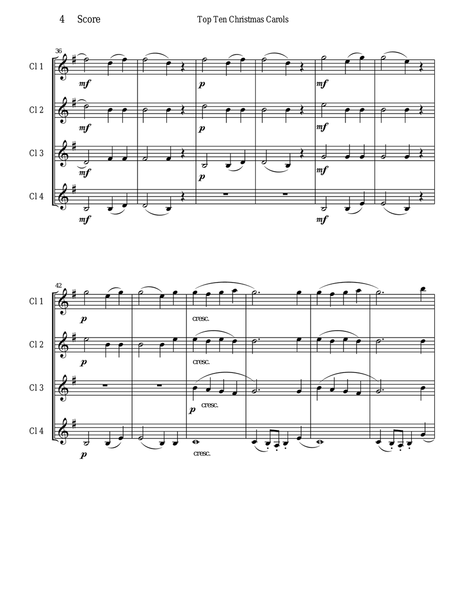 O Come All Ye Faithful for Clarinet Quartet Clarinet Quartet scores gallery preview page 4