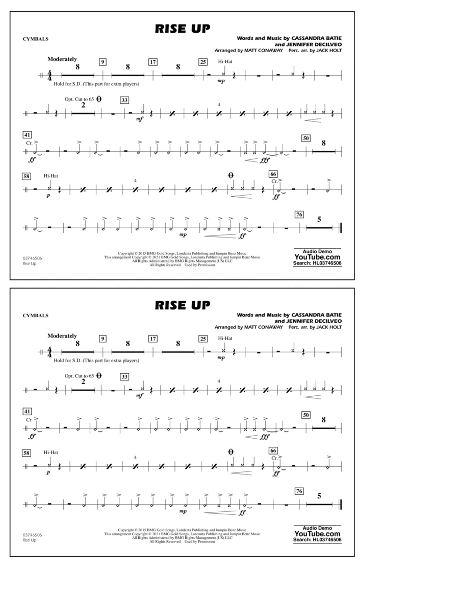 Rise Up (arr. Matt Conaway) - Cymbals