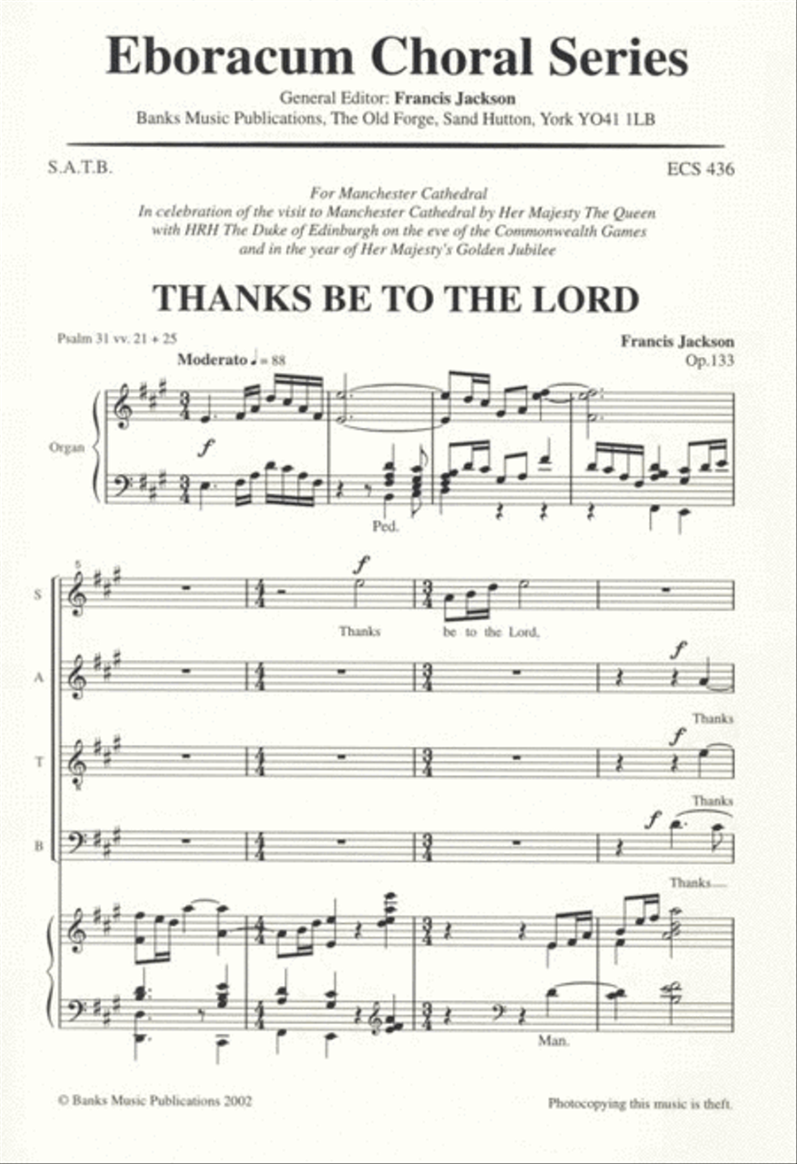 Thanks Be To The Lord 4-Part scores gallery preview page 1