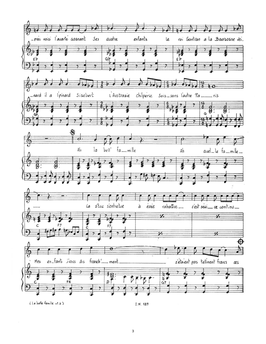 La Belle Famille Piano, Vocal scores gallery preview page 3
