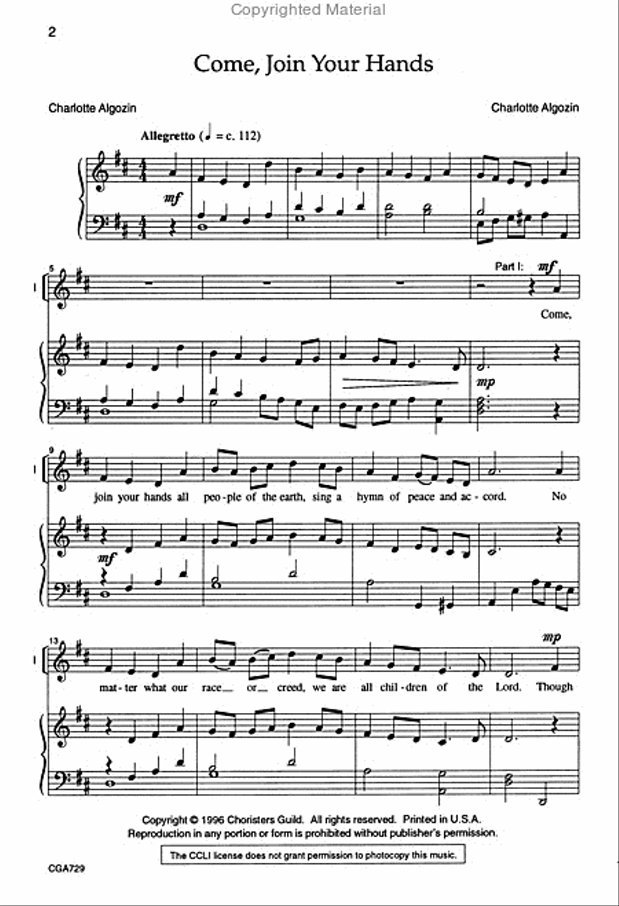 Come, Join Your Hands 2-Part scores gallery preview page 2