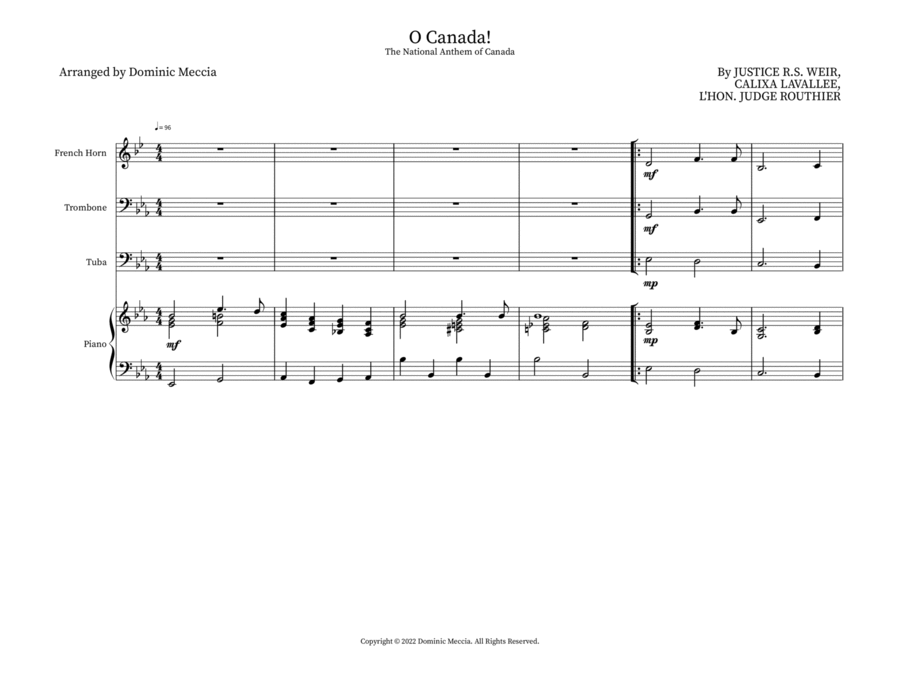 O Canada! Small Ensemble scores gallery preview page 1