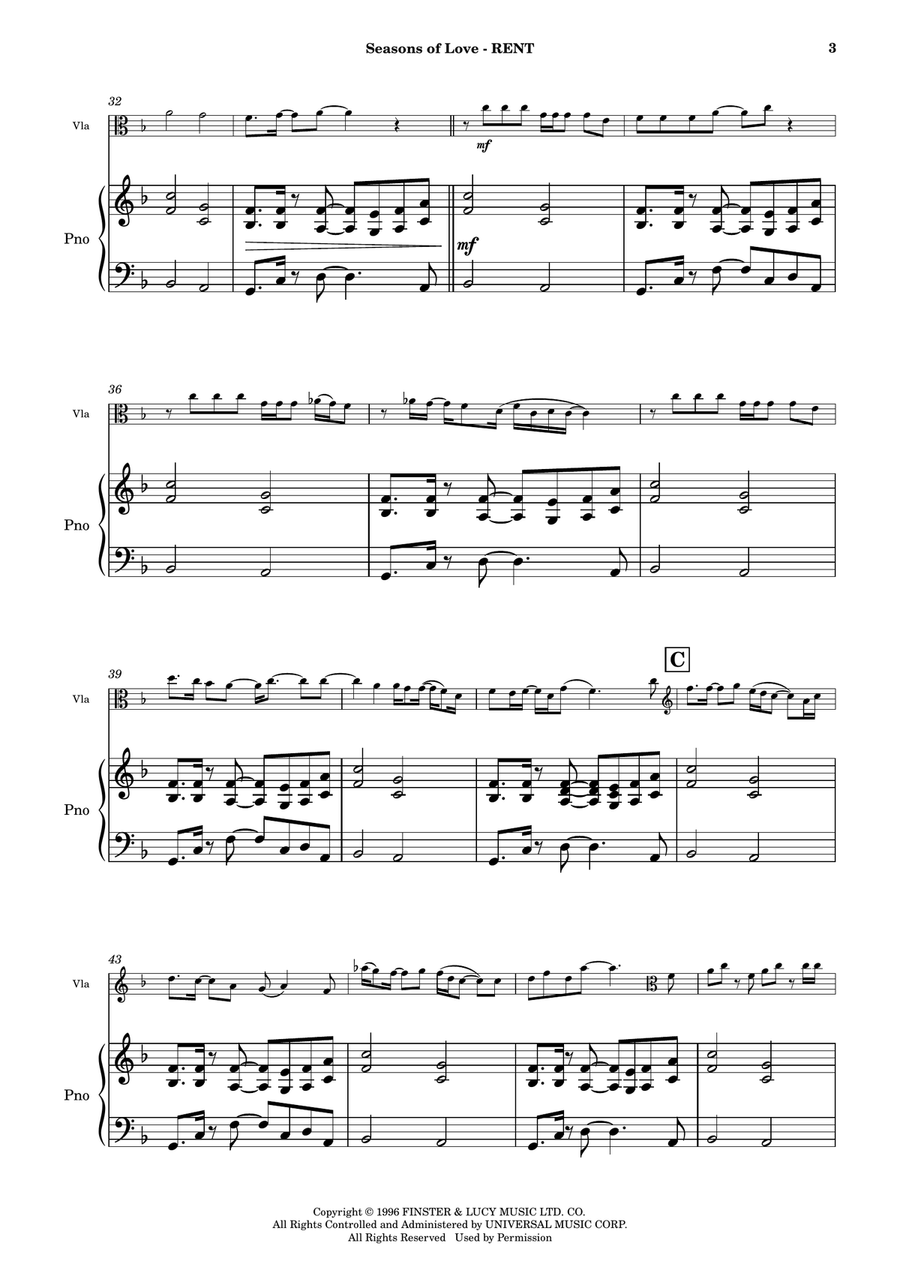 Seasons Of Love Viola scores gallery preview page 4