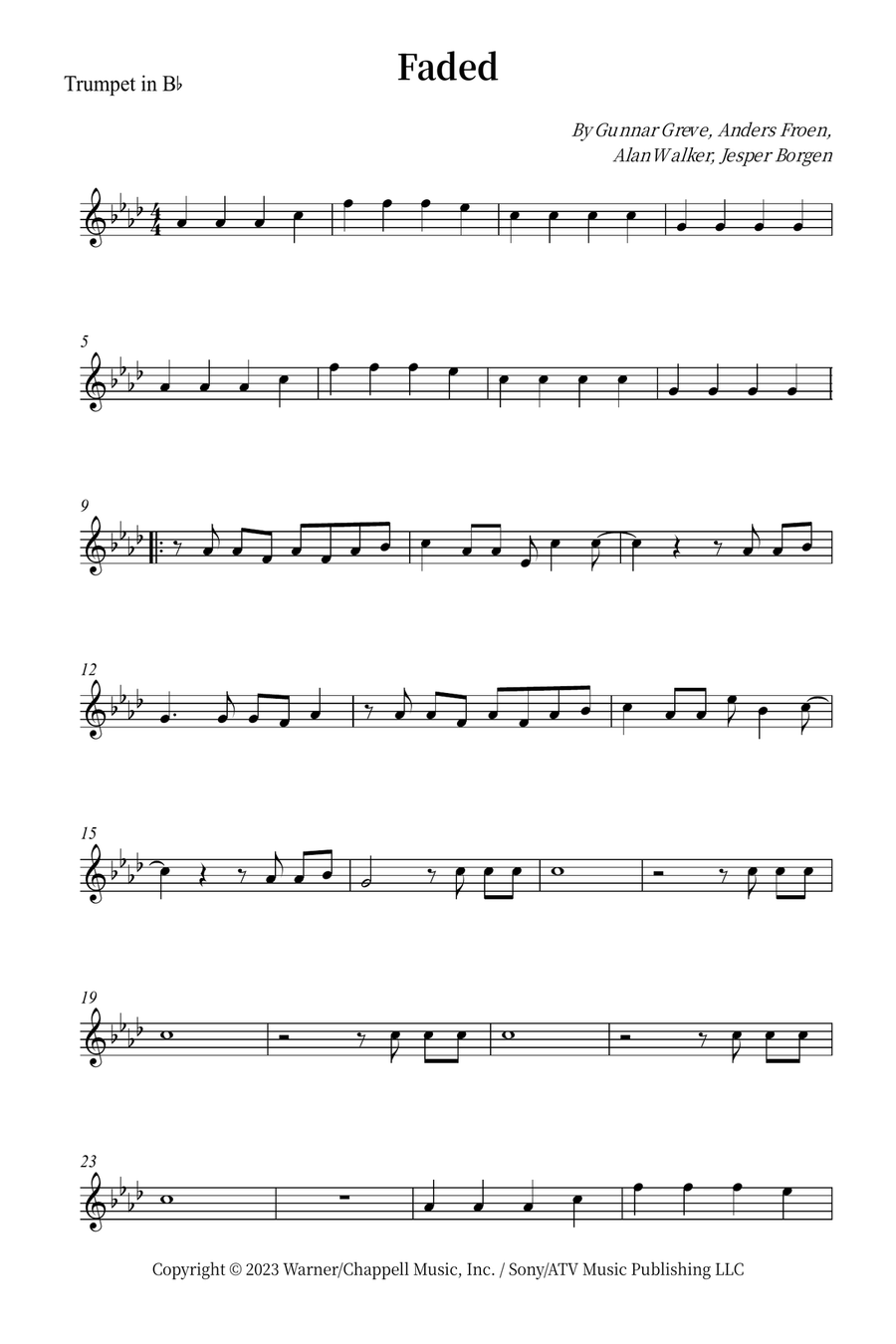 Faded B-Flat Trumpet scores gallery preview page 1