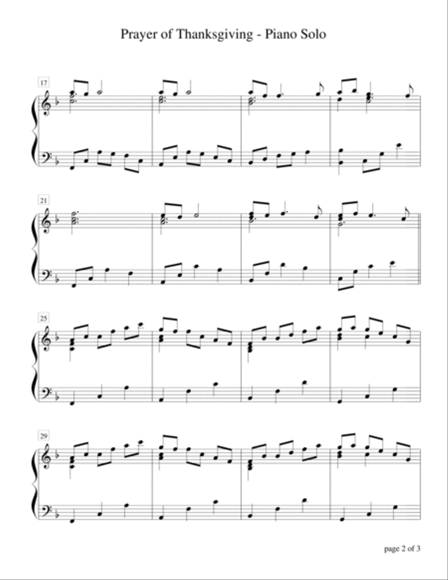 Prayer of Thanksgiving Prayer of Thanksgiving Piano Solo scores gallery preview page 2