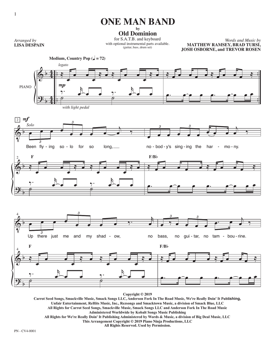 One Man Band 4-Part scores gallery preview page 2