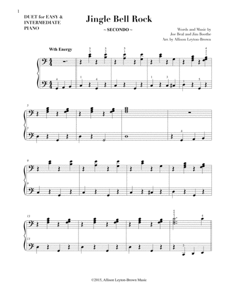 Jingle Bell Rock - Fun Duet for Easy & Intermediate Piano! image number null