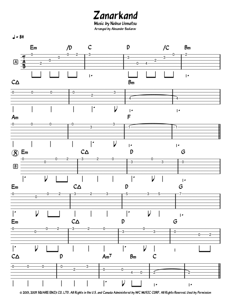 Zanarkand Zanarkand Electric Guitar scores gallery preview page 1