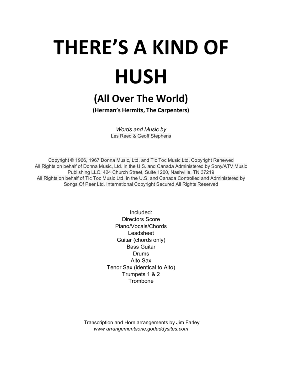 There's A Kind Of Hush (all Over The World) Tenor Saxophone scores gallery preview page 1