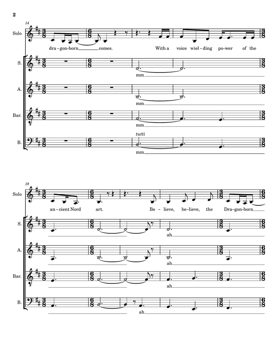 Dragonborn (Skyrim Theme) Divisi scores gallery preview page 2