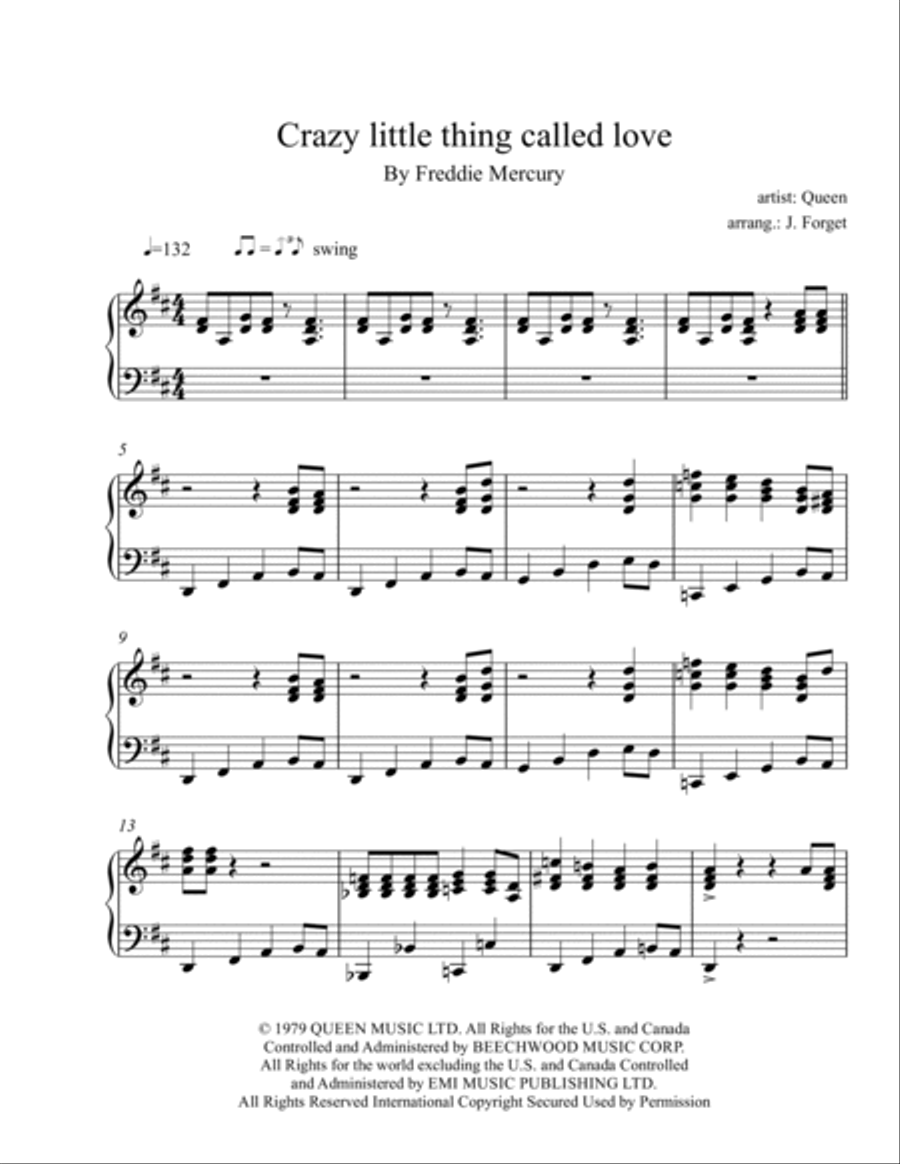 Crazy Little Thing Called Love Crazy Little Thing Called Love Piano Solo scores gallery preview page 2