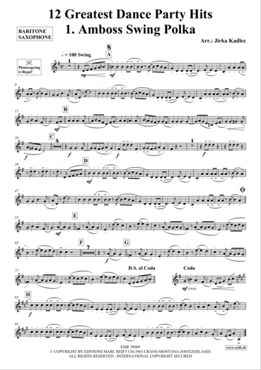 12 Greatest Dance Party Hits Baritone Saxophone scores gallery preview page 2