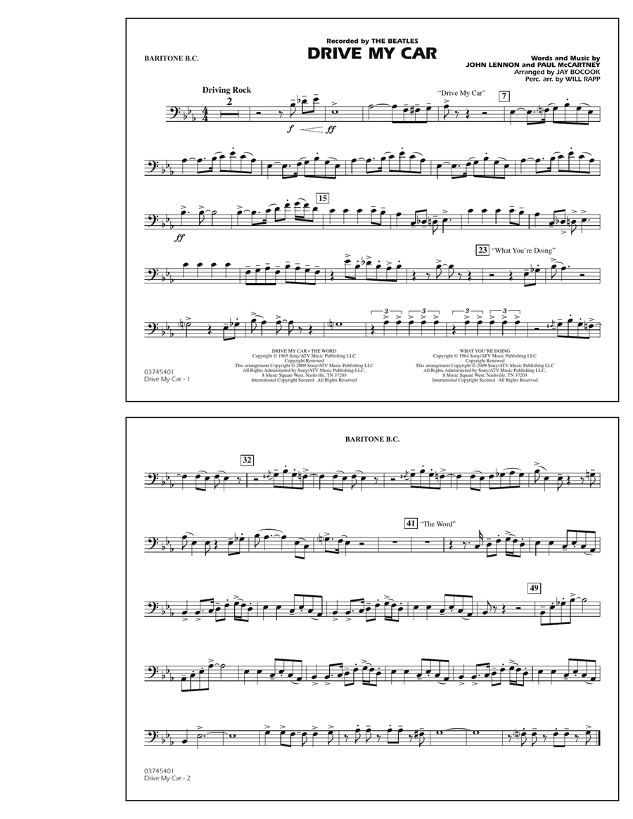 Drive My Car - Baritone B.C.