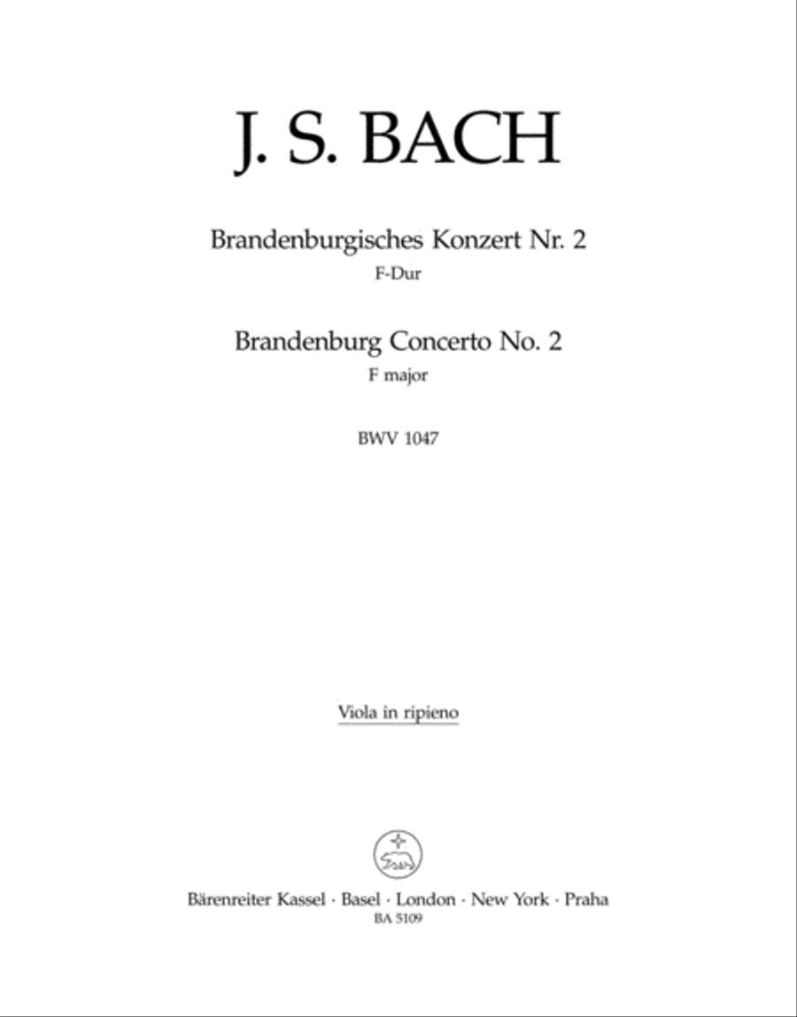 Brandenburg Concerto, No. 2, No. 2 F major, BWV 1047 Viola scores gallery preview page 1