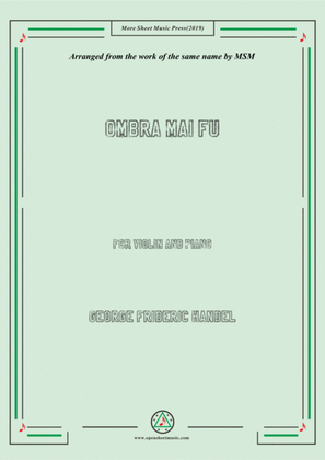 Book cover for Handel-Ombra mai fu,for Violin and Piano