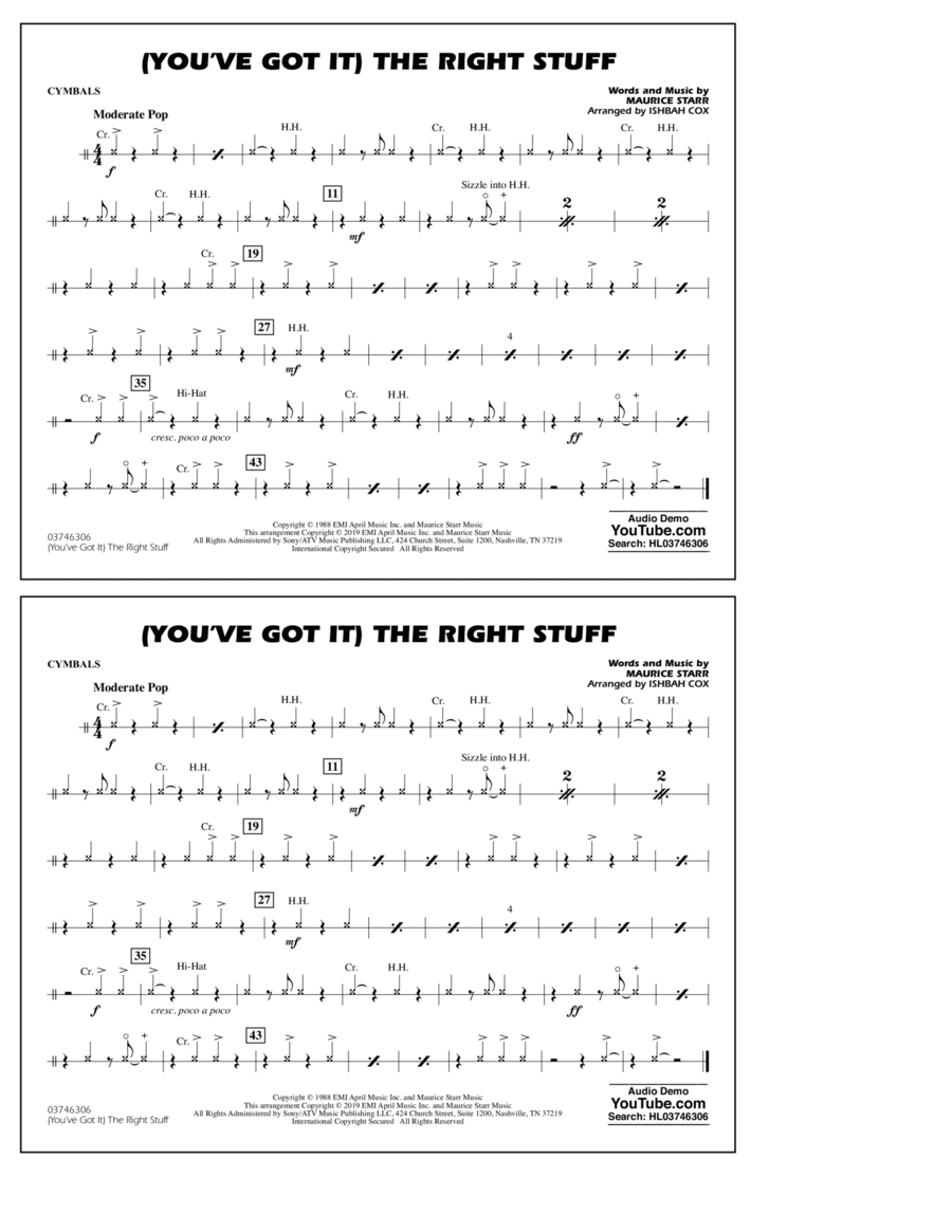 (You've Got It) The Right Stuff (arr. Ishbah Cox) - Cymbals