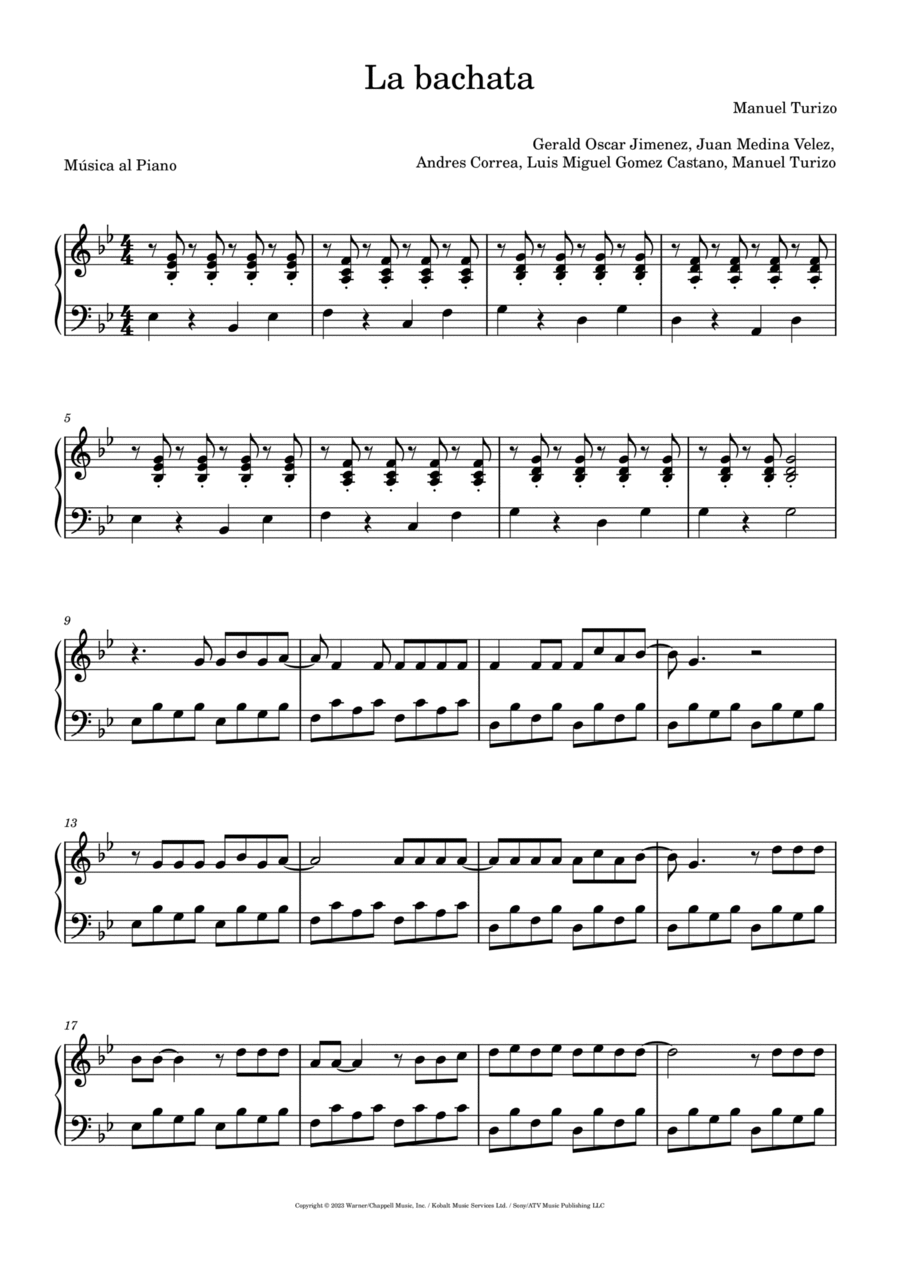 La Bachata Easy Piano scores gallery preview page 1