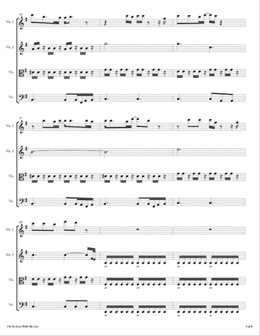 I'm In Love With My Car I'm In Love With My Car String Quartet scores gallery preview page 6