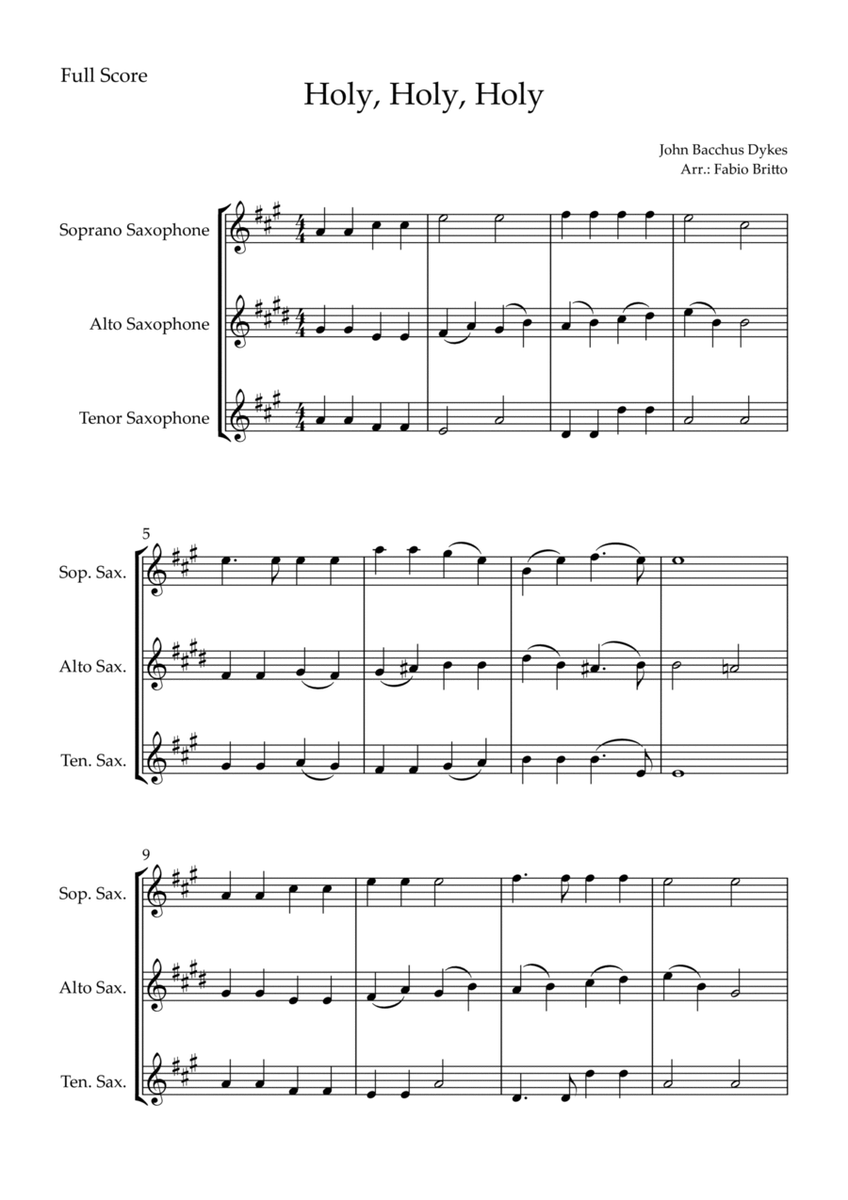 Holy, Holy, Holy (Traditional Christian Song) for Saxophone Trio image number null