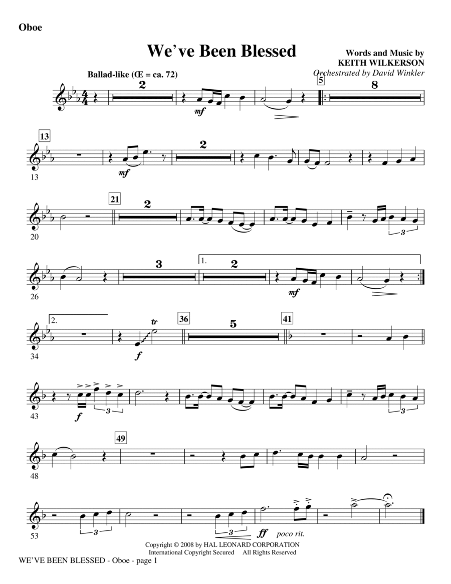 We've Been Blessed - Oboe Choir scores gallery preview page 1