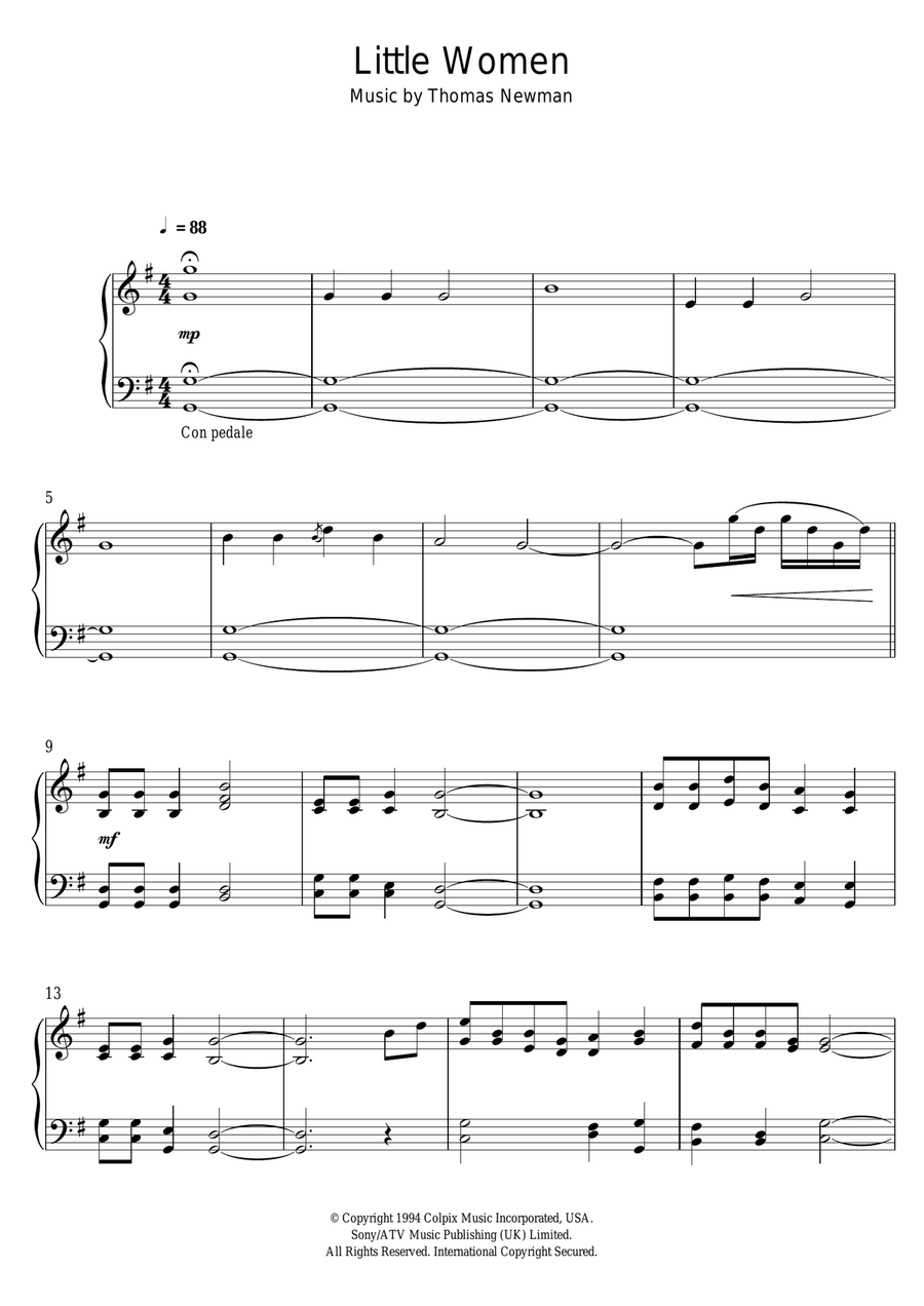 Little Women (Orchard House (Main Title)/Valley Of The Shadow) Piano Solo scores gallery preview page 1