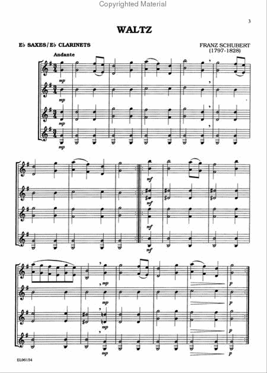 Classical Quartets For All (Alto Saxophone/Alto Clarinet) Small Ensemble scores gallery preview page 2