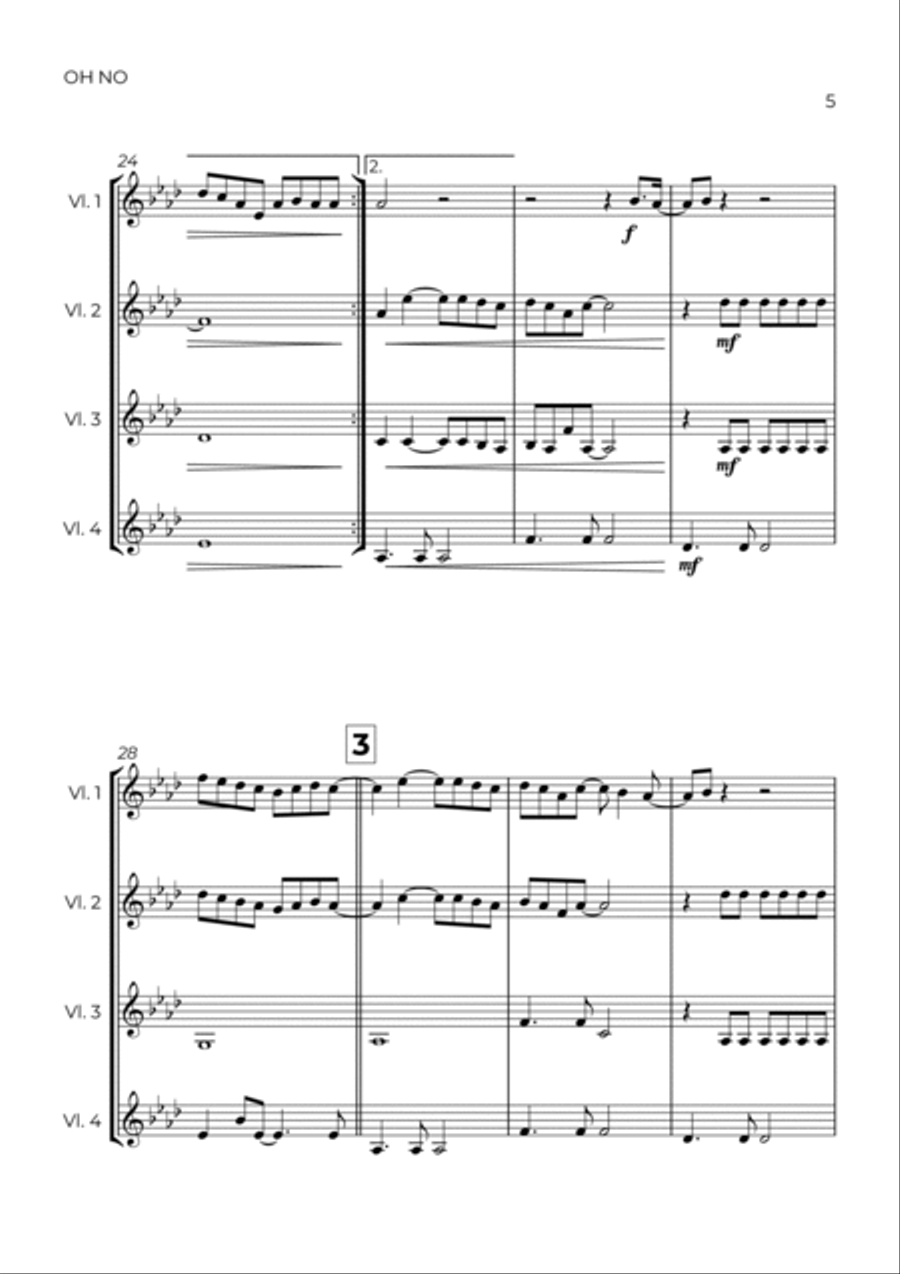 Oh No String Quartet scores gallery preview page 5