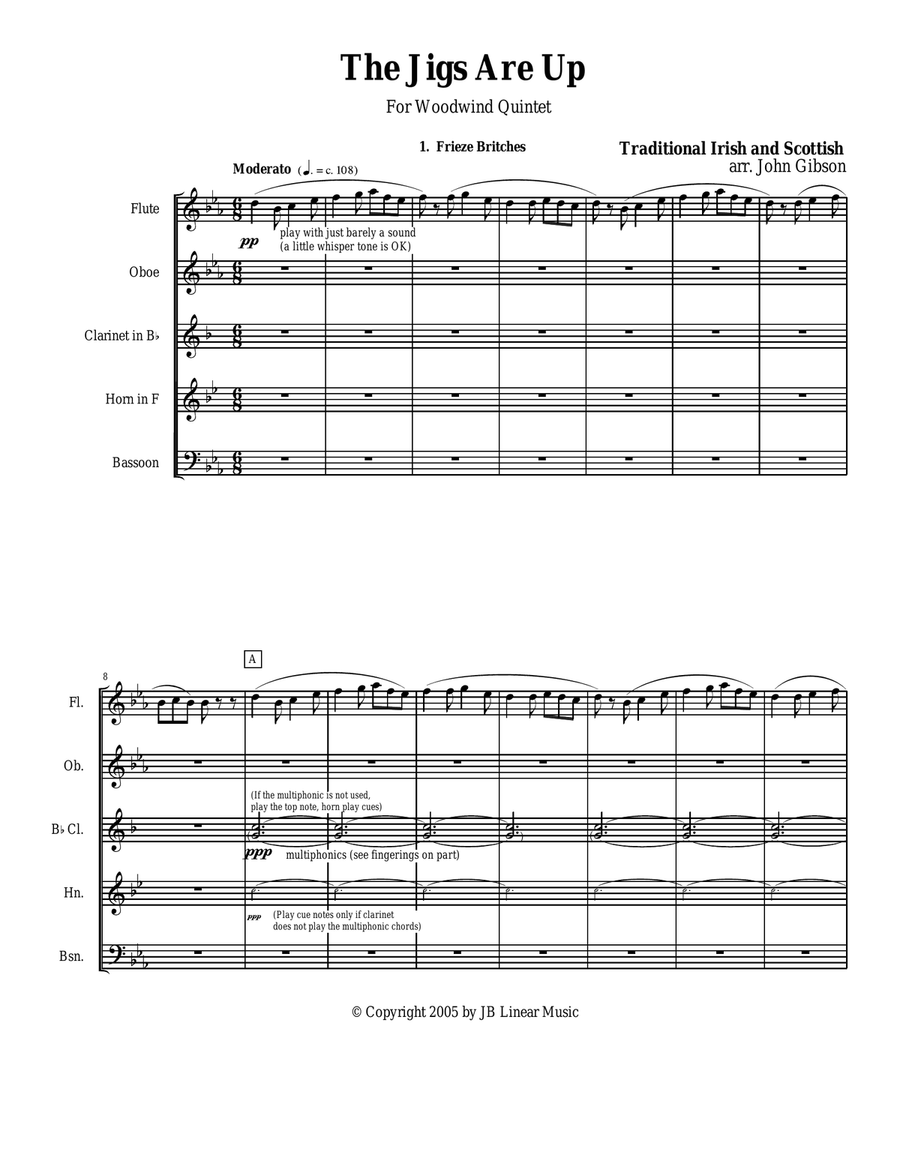 The Jigs are Up - Celtic Music for Woodwind Quintet Woodwind Quintet scores gallery preview page 1