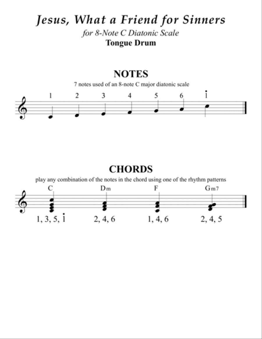 Jesus, What a Friend for Sinners (for 8-note C major diatonic scale Tongue Drum) Percussion scores gallery preview page 4