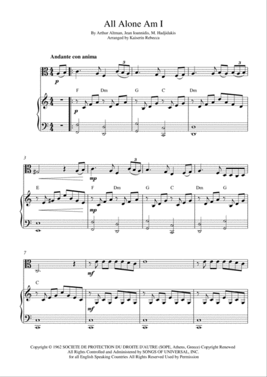 All Alone Am I Viola scores gallery preview page 1