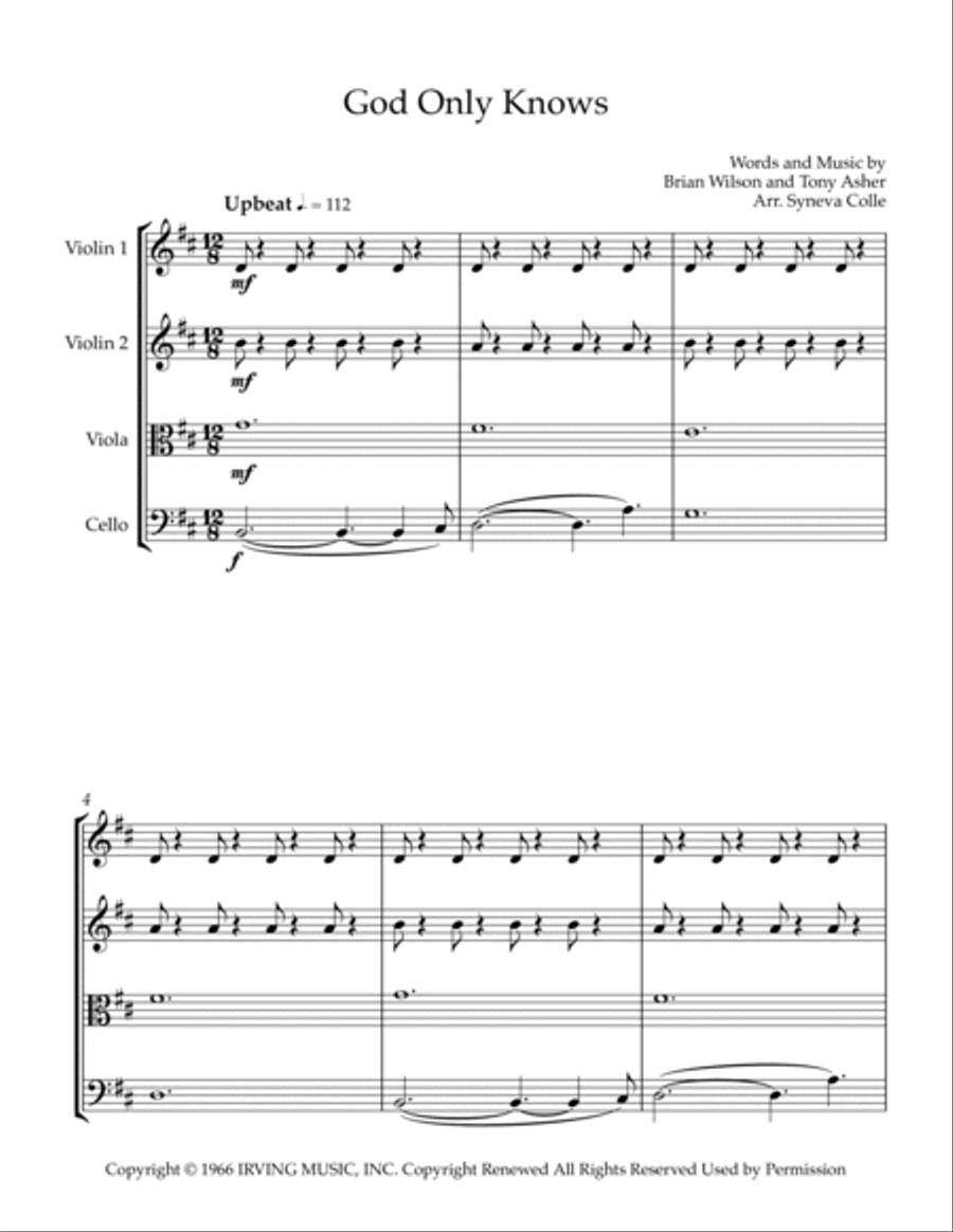 God Only Knows God Only Knows String Quartet scores gallery preview page 2