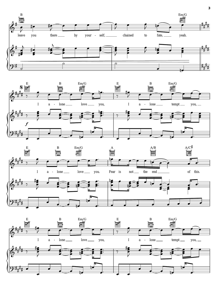 I Alone I Alone Piano, Vocal, Guitar scores gallery preview page 3