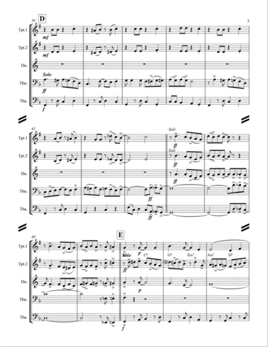 Go Tell it on the Mountain (for Brass Quintet) Brass Quintet scores gallery preview page 4