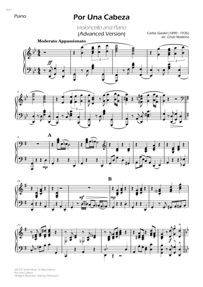 Por Una Cabeza - Cello and Piano - Advanced (Individual Parts) image number null