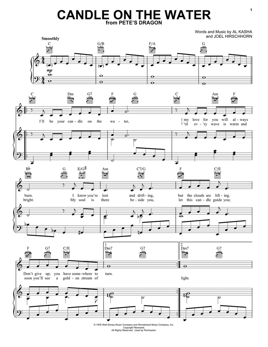 Candle On The Water (from Pete's Dragon) Acoustic Guitar scores gallery preview page 1