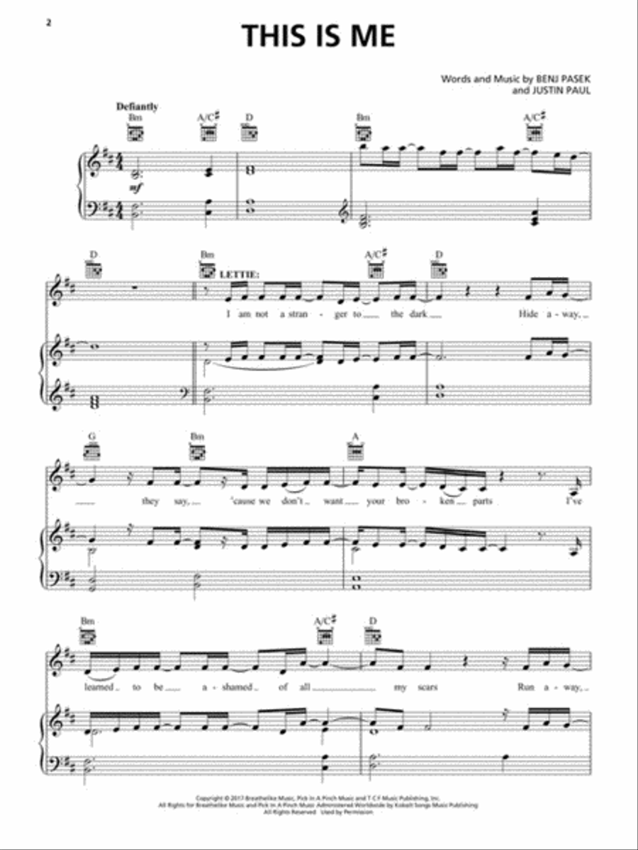 This Is Me This Is Me Piano, Vocal, Guitar scores gallery preview page 2