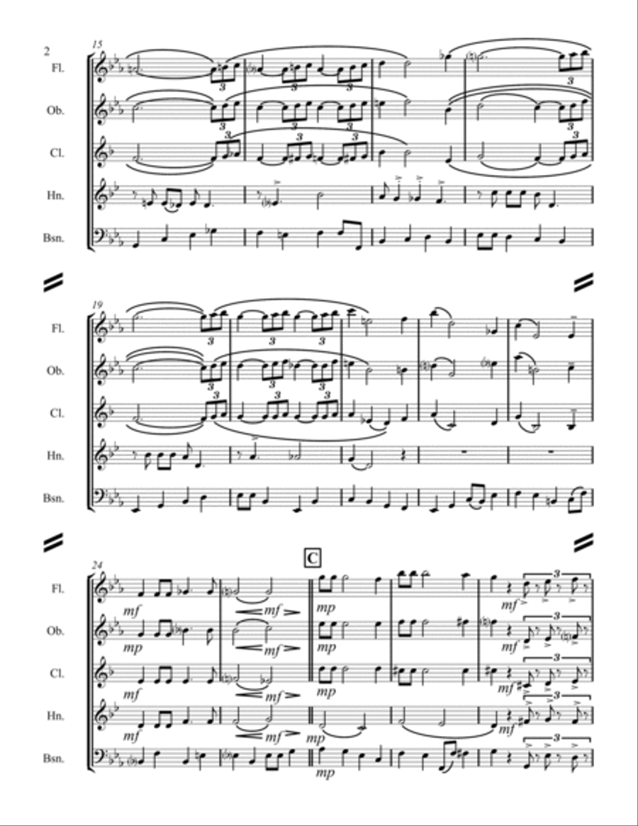 Moonlight Serenade Woodwind Quintet scores gallery preview page 3
