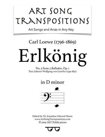 LOEWE: Erlkönig, Op. 1 no. 3 (transposed to D minor, bass clef)