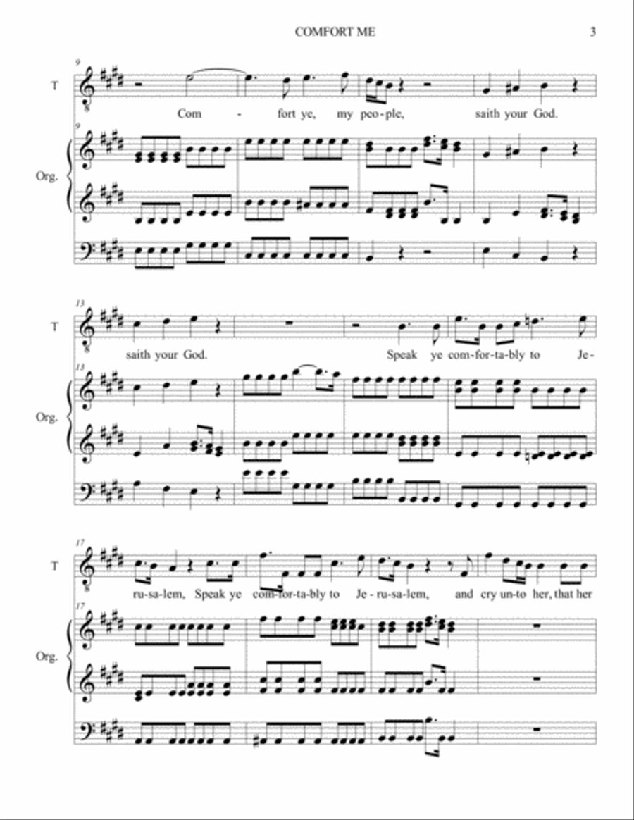 COMFORT ME - Messiah - For Tenor and Org. 3 staff Voice scores gallery preview page 3