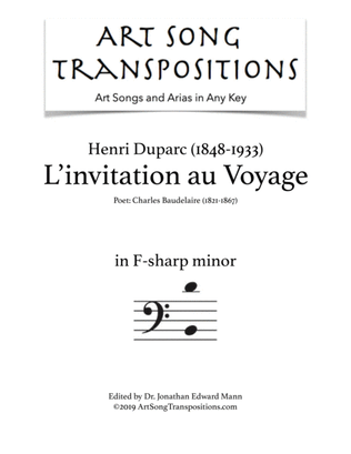Book cover for DUPARC: L'invitation au Voyage (transposed to F-sharp minor, bass clef)